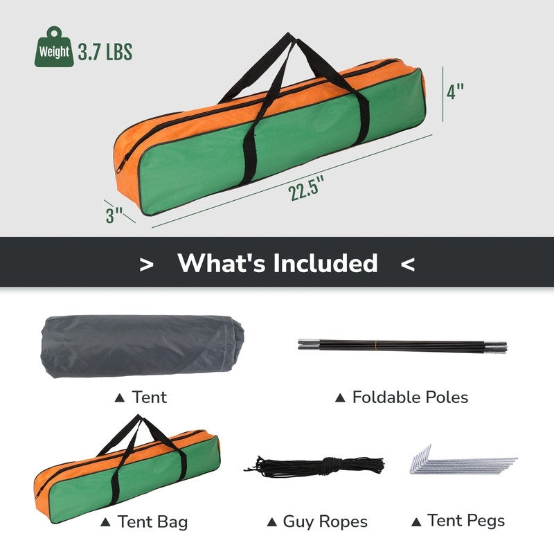 2-Person Double Door Camping Dome Tent Orange & Green