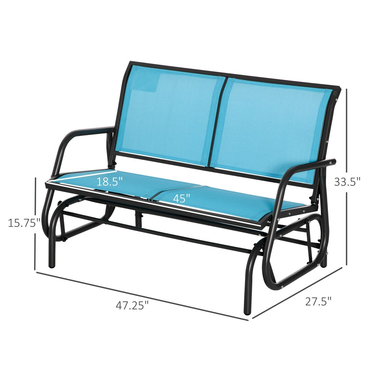 2-Person Outdoor Glider Bench, Patio Double Swing Rocking Chair Loveseat w/ Powder Coated Steel Frame