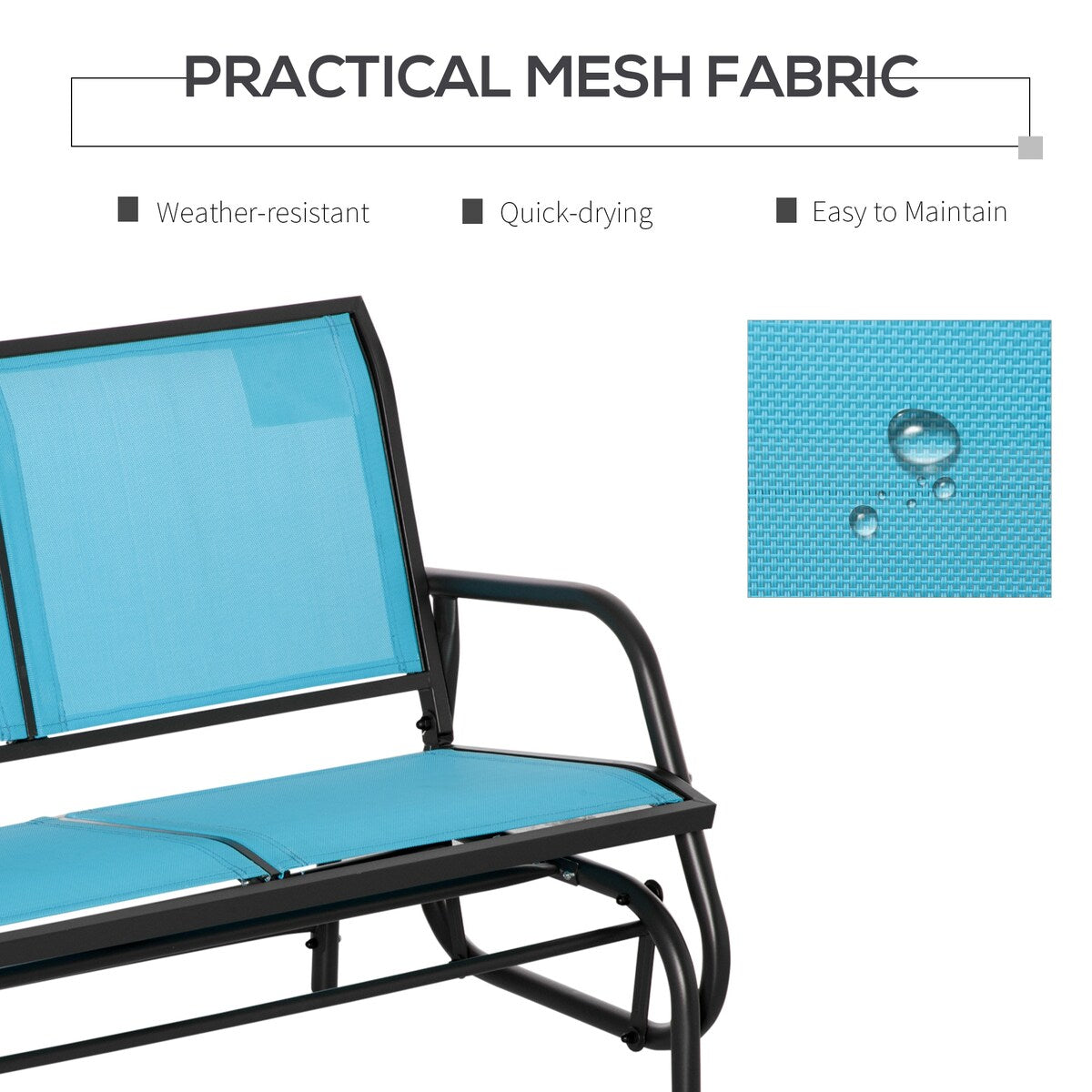 2-Person Outdoor Glider Bench, Patio Double Swing Rocking Chair Loveseat w/ Powder Coated Steel Frame