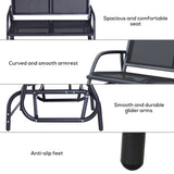 2-Person Outdoor Glider Bench, Patio Double Swing Rocking Chair Loveseat w/ Powder Coated Steel Frame