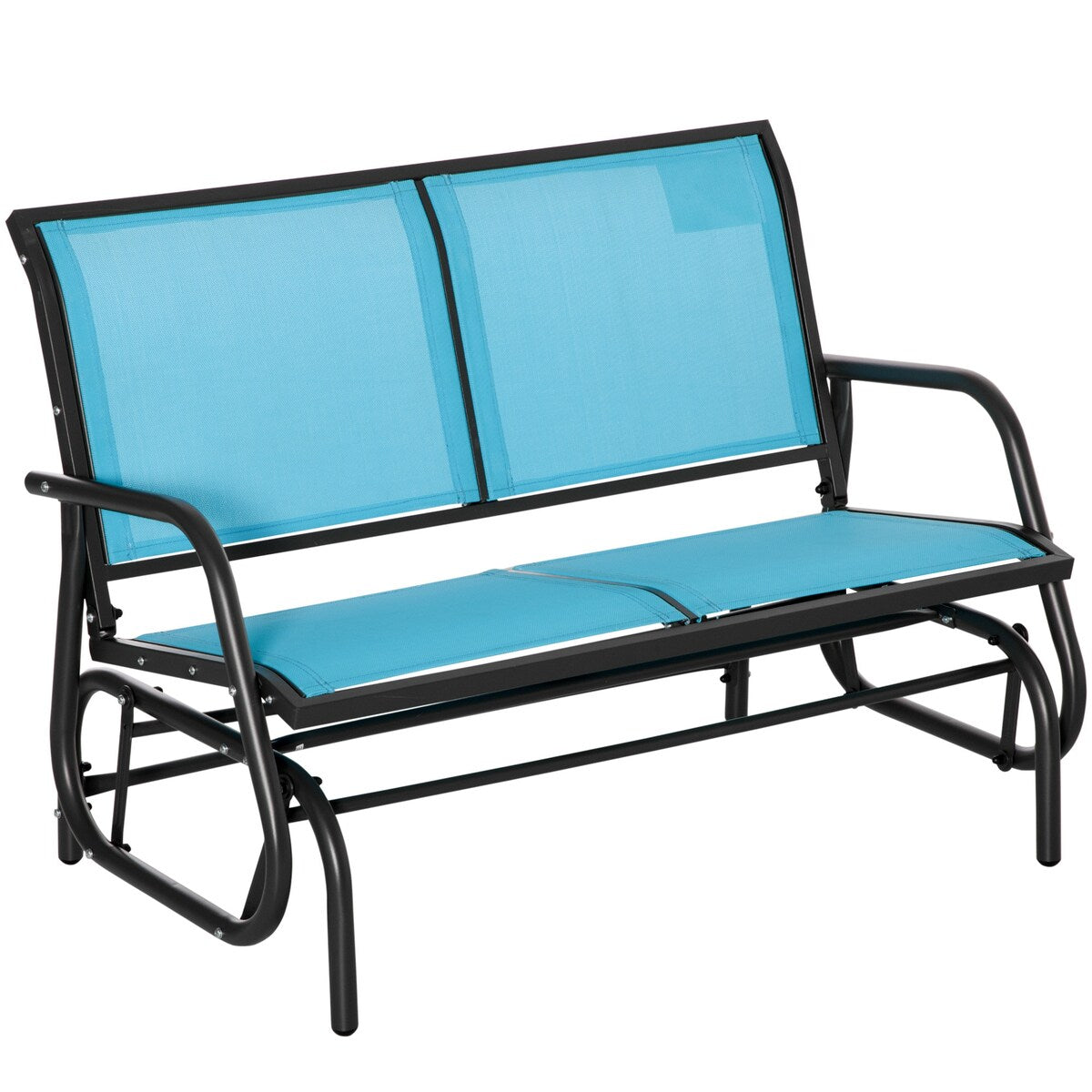 2-Person Outdoor Glider Bench, Patio Double Swing Rocking Chair Loveseat w/ Powder Coated Steel Frame