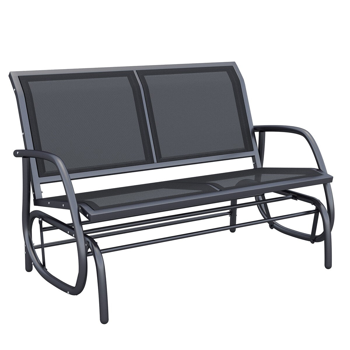 2-Person Outdoor Glider Bench, Patio Double Swing Rocking Chair Loveseat w/ Powder Coated Steel Frame