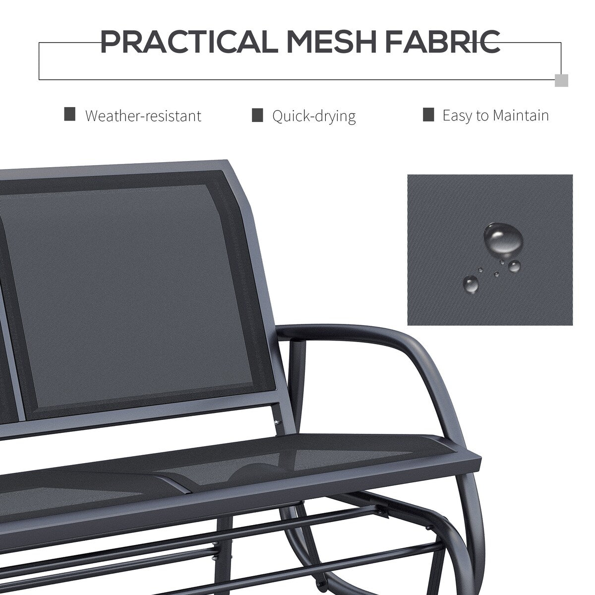 2-Person Outdoor Glider Bench, Patio Double Swing Rocking Chair Loveseat w/ Powder Coated Steel Frame