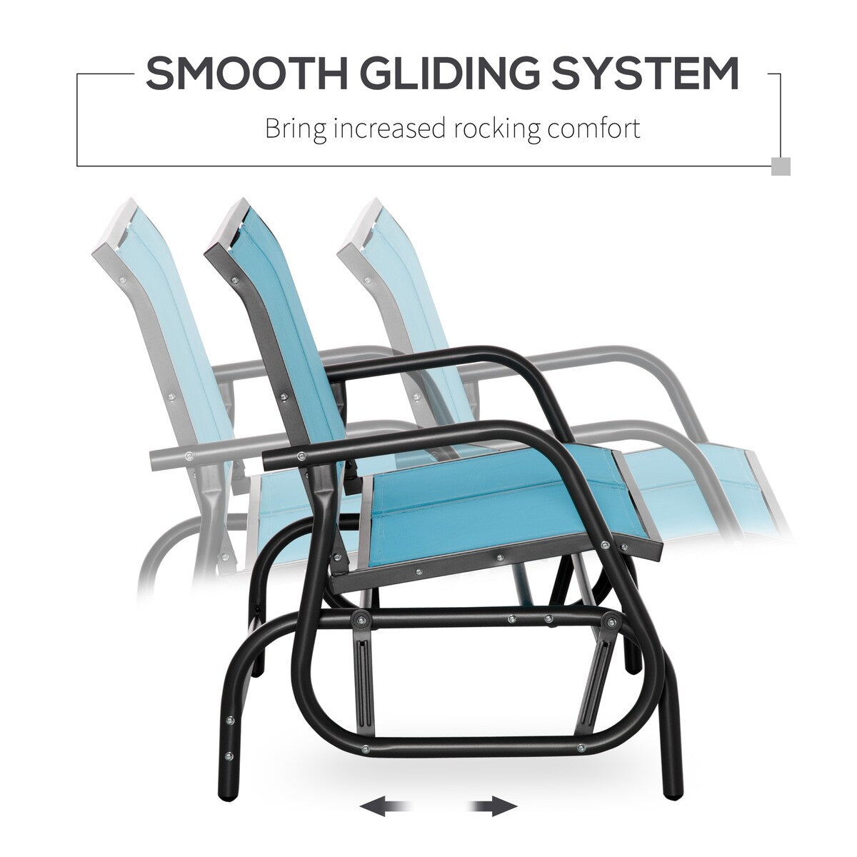 2-Person Outdoor Glider Bench, Patio Double Swing Rocking Chair Loveseat w/ Powder Coated Steel Frame