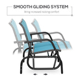 2-Person Outdoor Glider Bench, Patio Double Swing Rocking Chair Loveseat w/ Powder Coated Steel Frame