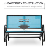 2-Person Outdoor Glider Bench, Patio Double Swing Rocking Chair Loveseat w/ Powder Coated Steel Frame