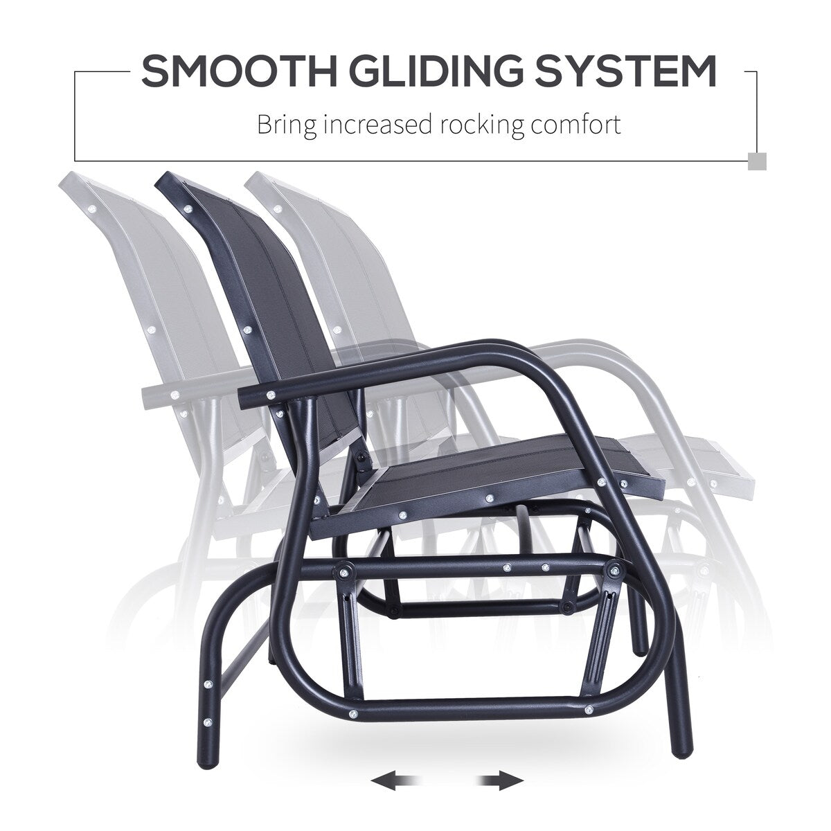 2-Person Outdoor Glider Bench, Patio Double Swing Rocking Chair Loveseat w/ Powder Coated Steel Frame