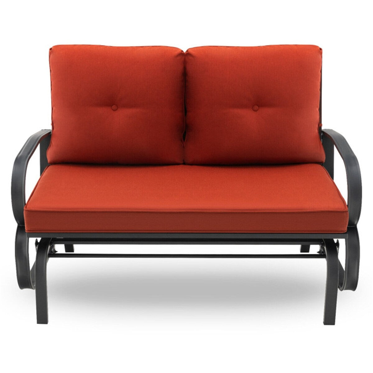 2-Person Patio Glider Bench Cushioned Armrest Rocking Loveseat