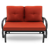 2-Person Patio Glider Bench Cushioned Armrest Rocking Loveseat