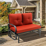 2-Person Patio Glider Bench Cushioned Armrest Rocking Loveseat