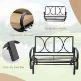 2-Person Patio Glider Bench Cushioned Armrest Rocking Loveseat
