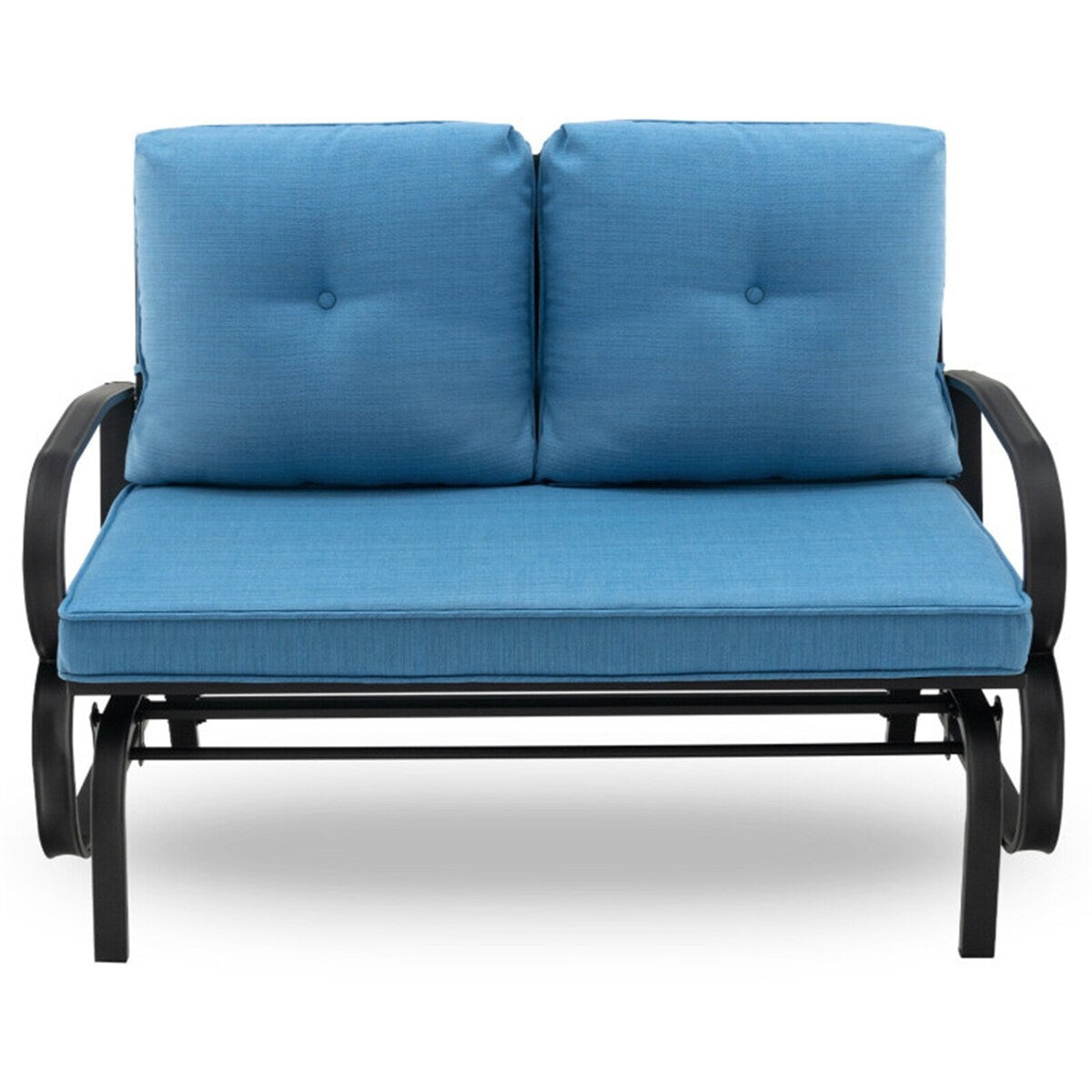 2-Person Patio Glider Bench Cushioned Armrest Rocking Loveseat