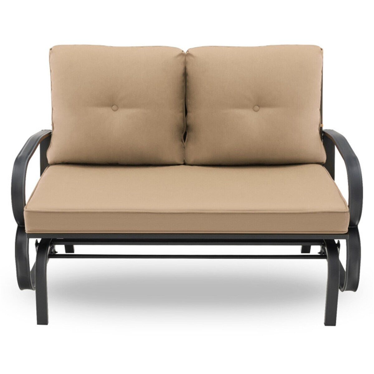 2-Person Patio Glider Bench Cushioned Armrest Rocking Loveseat