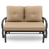 2-Person Patio Glider Bench Cushioned Armrest Rocking Loveseat