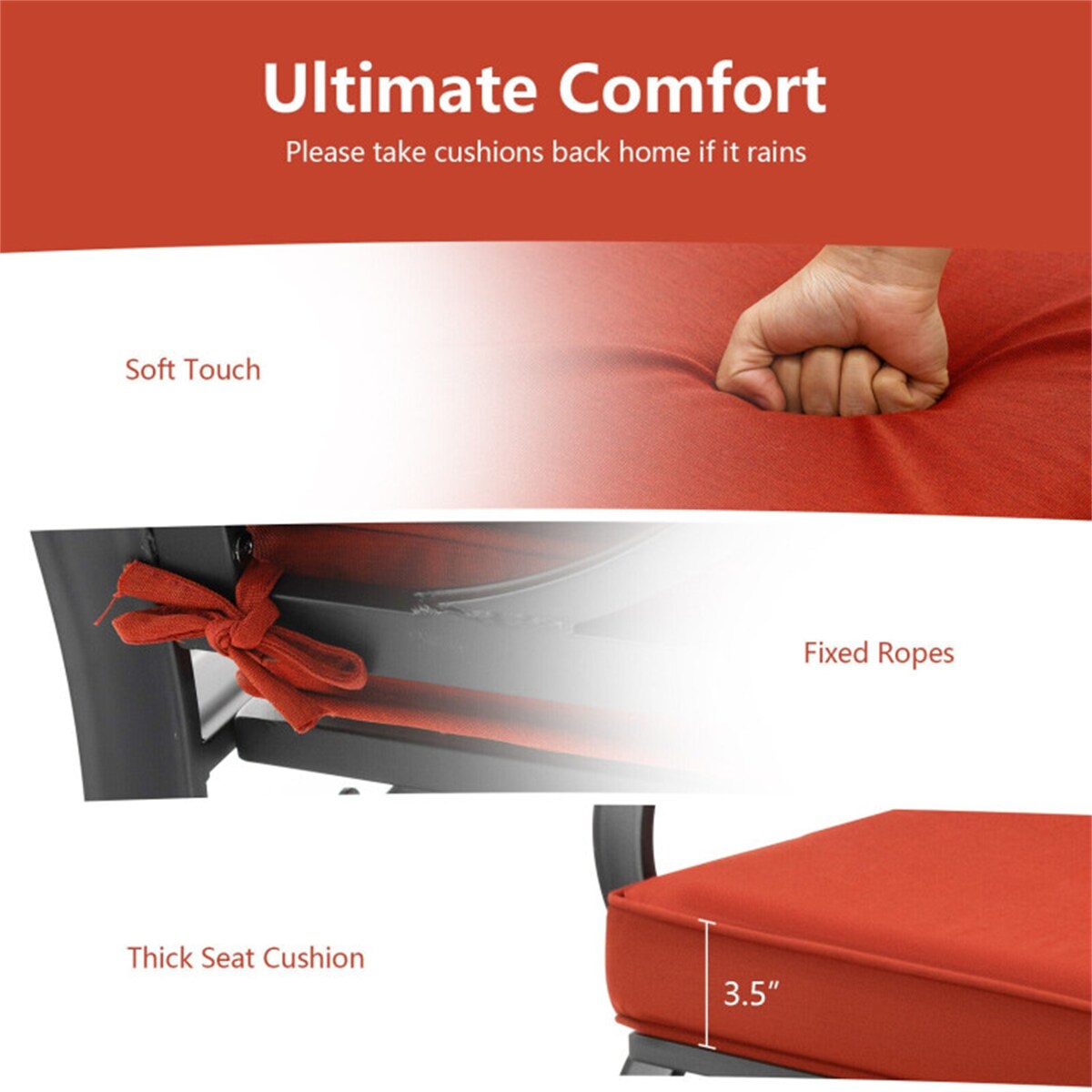 2-Person Patio Glider Bench Cushioned Armrest Rocking Loveseat