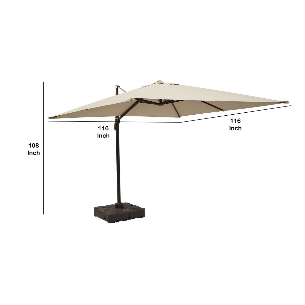 2 Piece 11" Fabric Octagonal Umbrella Set, Beige