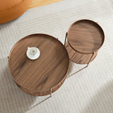 2-Piece 2 tier Round Coffee Table Set for Living Room,Easy Assembly Nesting Coffee Tables, End Side Tables for Bedroom Office