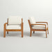 2-Piece Acacia Wood Club Chair with Beige Cushions