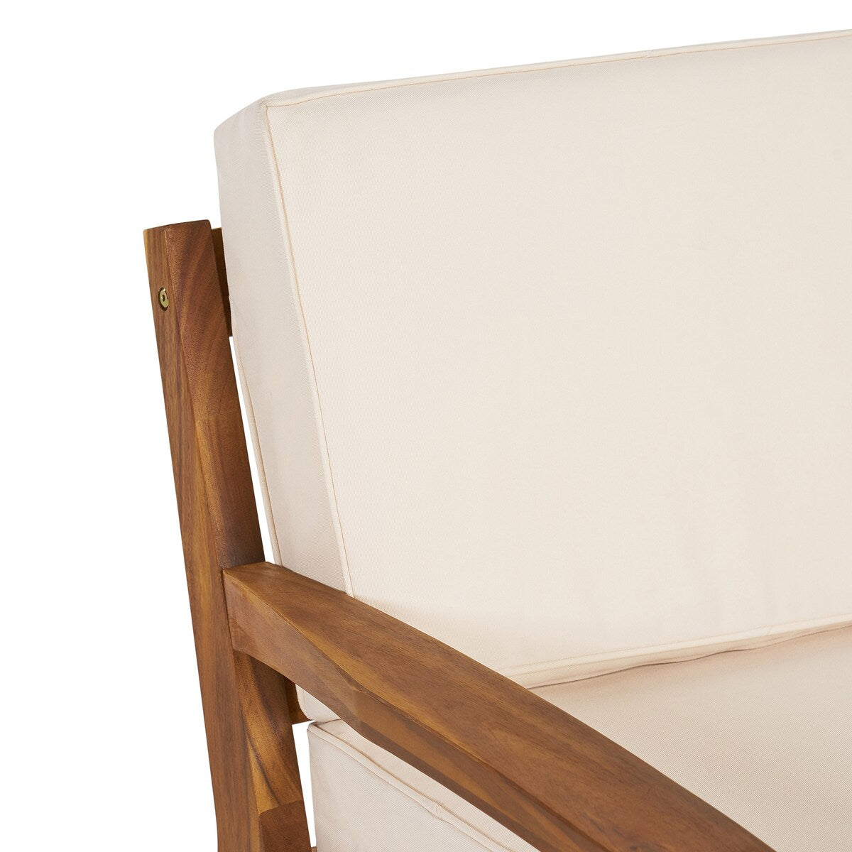2-Piece Acacia Wood Club Chair with Beige Cushions