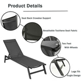 2-Piece All Weather Outdoor Patio Chaise Lounge Chairs with Five-Position Adjustable Aluminum Recliner