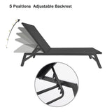 2-Piece All Weather Outdoor Patio Chaise Lounge Chairs with Five-Position Adjustable Aluminum Recliner