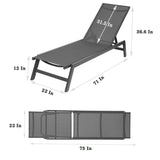 2-Piece All Weather Outdoor Patio Chaise Lounge Chairs with Five-Position Adjustable Aluminum Recliner
