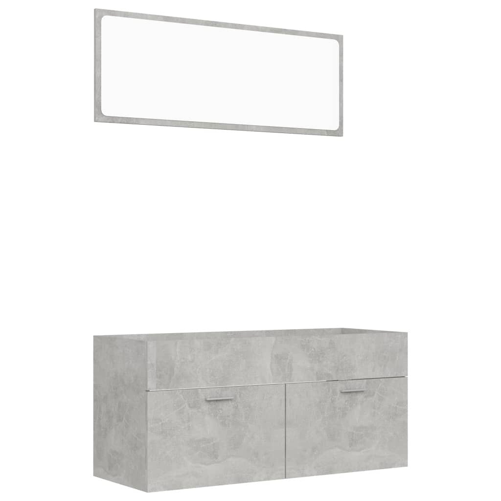 2 Piece Bathroom Furniture Set Concrete Gray Chipboard