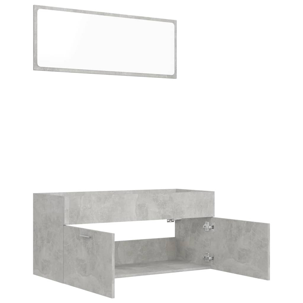 2 Piece Bathroom Furniture Set Concrete Gray Chipboard