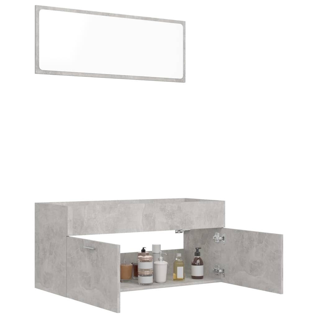 2 Piece Bathroom Furniture Set Concrete Gray Chipboard