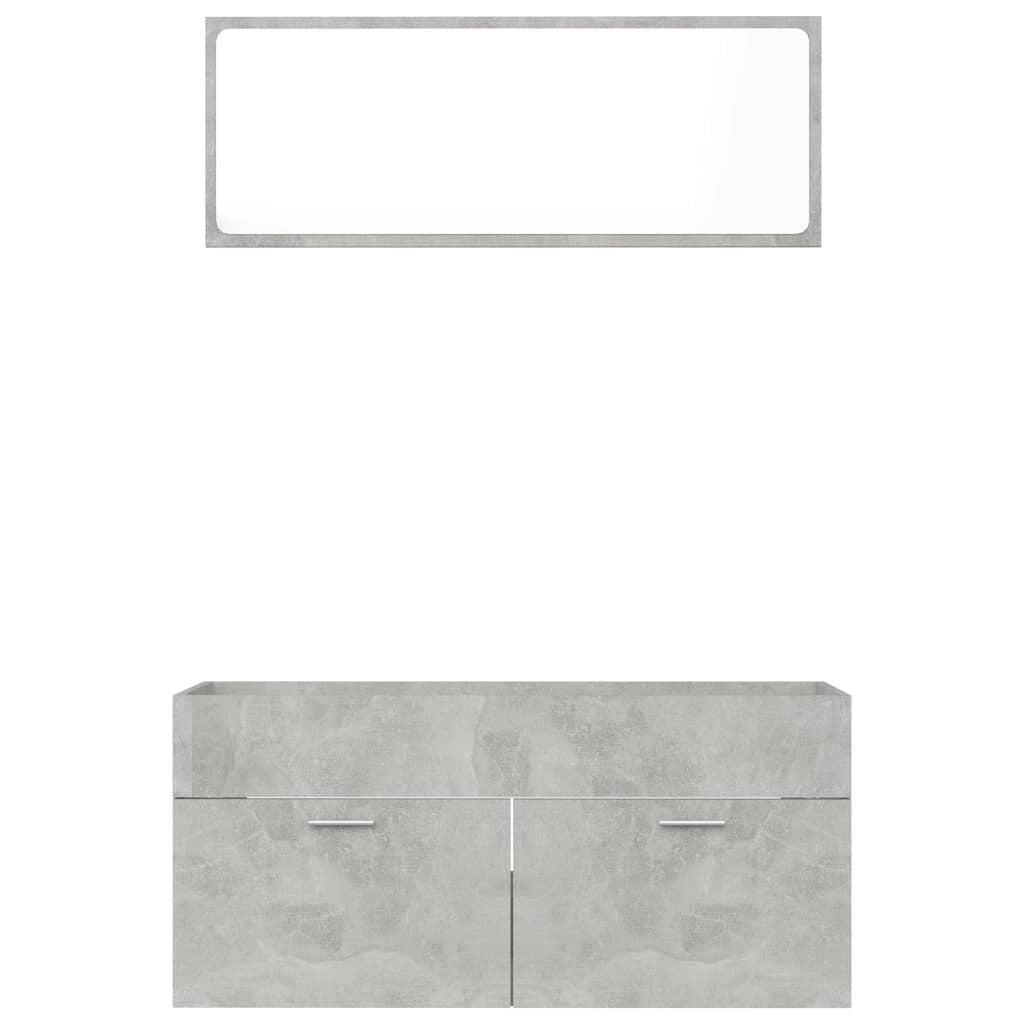 2 Piece Bathroom Furniture Set Concrete Gray Chipboard