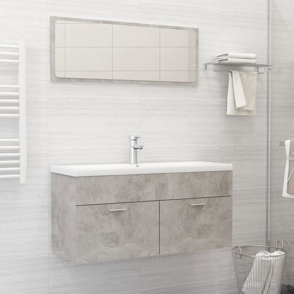 2 Piece Bathroom Furniture Set Concrete Gray Chipboard