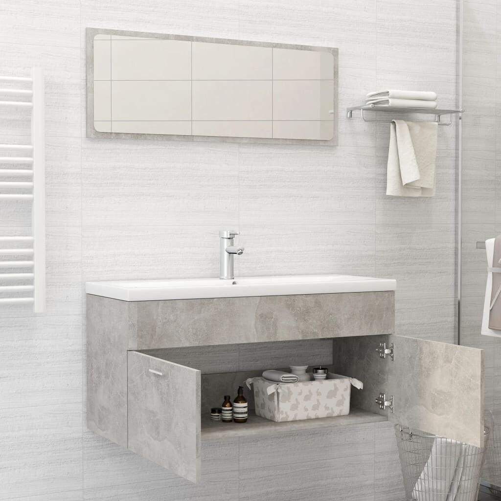 2 Piece Bathroom Furniture Set Concrete Gray Chipboard