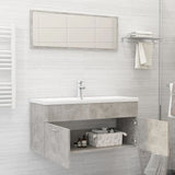 2 Piece Bathroom Furniture Set Concrete Gray Chipboard