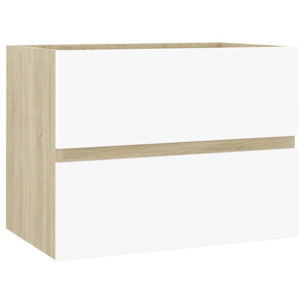 2 Piece Bathroom Furniture Set White and Sonoma Oak Chipboard