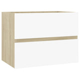 2 Piece Bathroom Furniture Set White and Sonoma Oak Chipboard