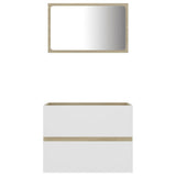 2 Piece Bathroom Furniture Set White and Sonoma Oak Chipboard