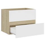2 Piece Bathroom Furniture Set White and Sonoma Oak Chipboard
