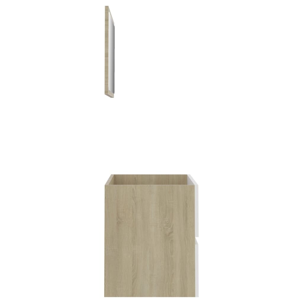 2 Piece Bathroom Furniture Set White and Sonoma Oak Chipboard