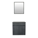 2 Piece Bathroom Vanity with 2 Door Storage, Gray