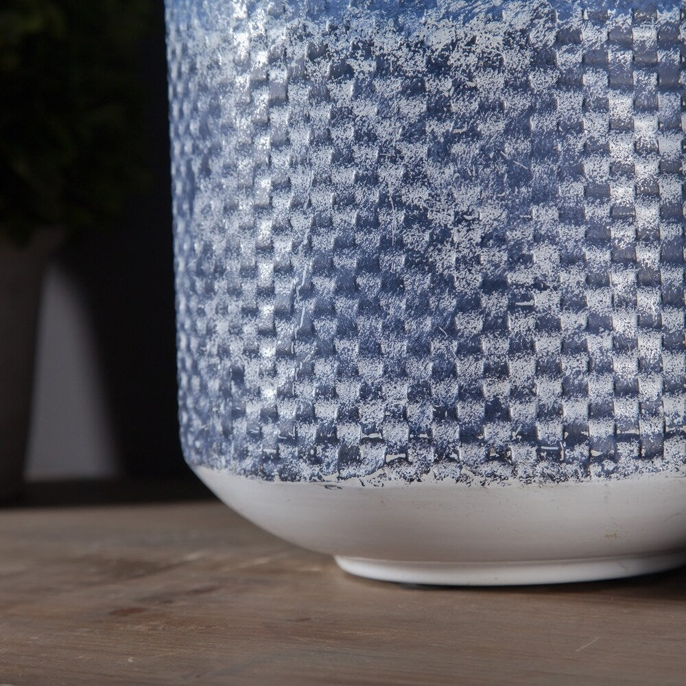 2 Piece Blue and White Metal Flower Vase