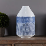 2 Piece Blue and White Metal Flower Vase