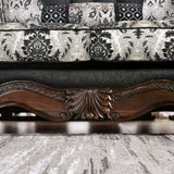 2 Piece Chenille and Wood Sofa Set