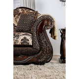 2 Piece Chenille and Wood Sofa Set