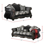 2 Piece Chenille and Wood Sofa Set