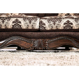 2 Piece Chenille and Wood Sofa Set