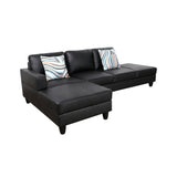 2-Piece Couch Living Room Sofa Set Black Faux Leather Chaise
