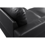 2-Piece Couch Living Room Sofa Set Black Faux Leather Chaise