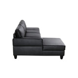2-Piece Couch Living Room Sofa Set Black Faux Leather Chaise