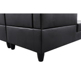 2-Piece Couch Living Room Sofa Set Black Faux Leather Chaise