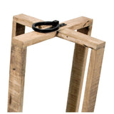 2 Piece Cross Frame Wooden Lantern Set with Glass Hurricane, Brown